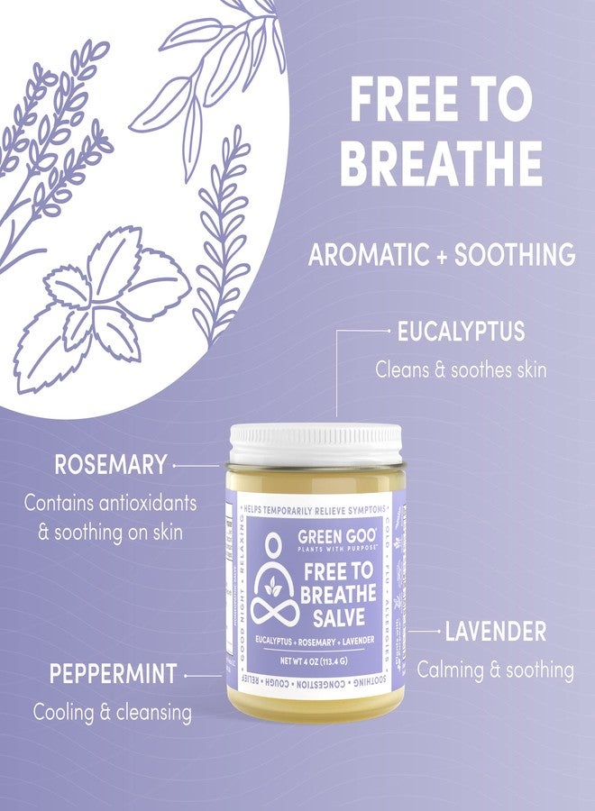 Green Goo Free To Breathe Natural Decongestant, Chest Rub Cream For Relief From Congestion & Difficulty Breathing, Promotes Restful Sleep, 4 Oz 4 Ounce (Pack of 1) - Image 2